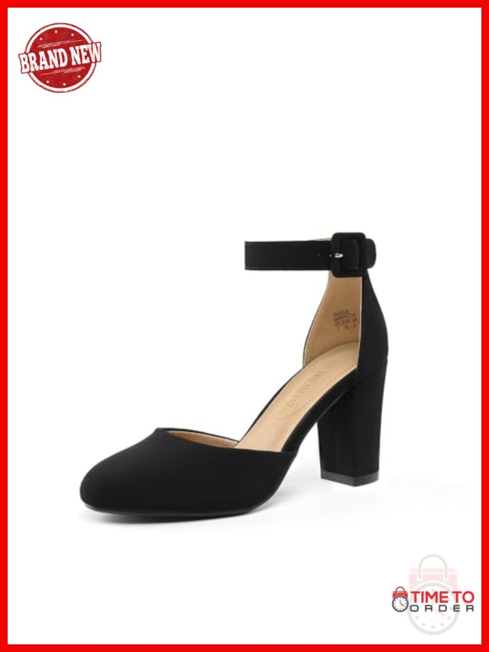 Women's Chunky Block Heel Pumps Faux Leather Ankle Strap Wedding Shoes